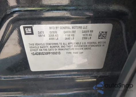 2015 Buick Lacrosse Leather z USA, uszkodzony, nr VIN 1G4GB5G39FF169313